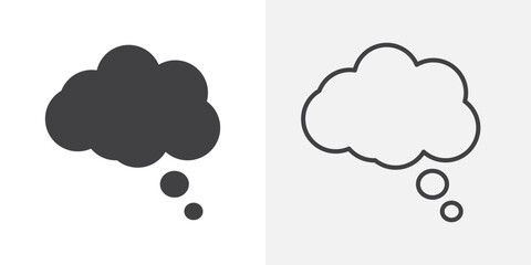 Think bubble icons. flat and line style set