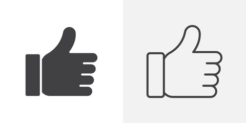 thumbs up icons. flat and line style set