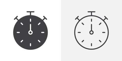 Timer icons. flat and line style set