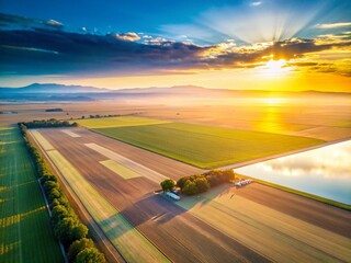 Aerial Minimalist Banner: Open Space Drone Photography with Thin Borders