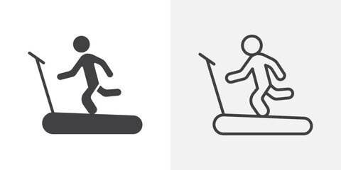 Treadmill icons. flat and line style set