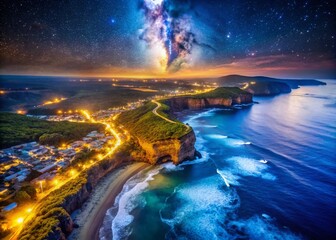 Aerial Night Photography: Australia's Glowing Coastline