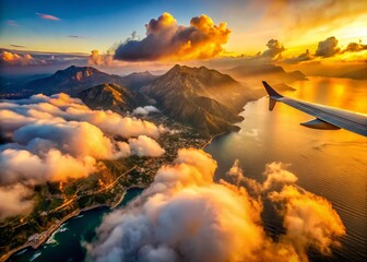 Aerial Sunset over Amalfi Coast & Mountains, Salerno, Italy - Stunning Landscape Photography