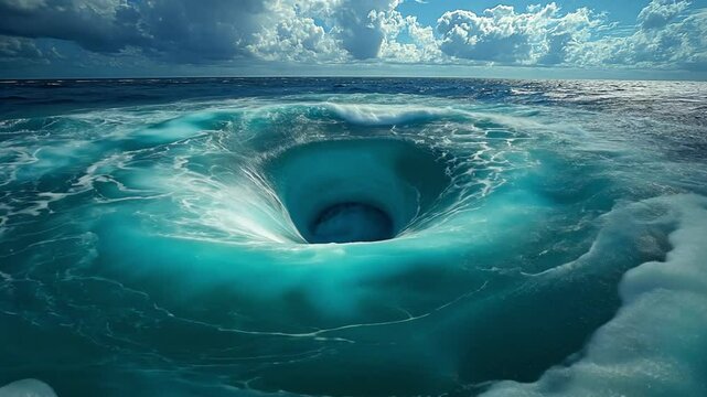 a large whirlpool in the middle of the ocean footage