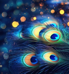 Peacock Feathers Abstract Digital Background, Generative AI