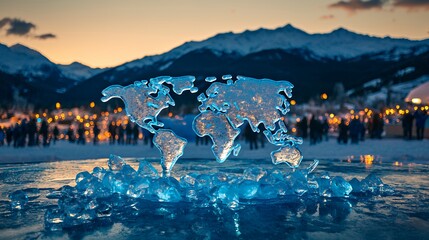 Frozen World: A Crystalline Globe on Ice