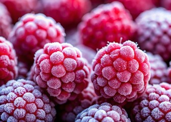 Frosted Calgary Raspberries: Close-Up Winter Berry Detail