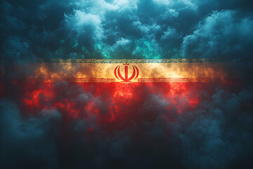 Iranian flag, stormy sky, conflict, tension, news