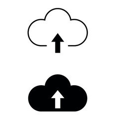 cloud set, upload icon design black and white Illustration