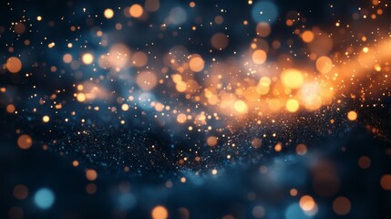Abstract Bokeh Background with Golden and Blue Lights