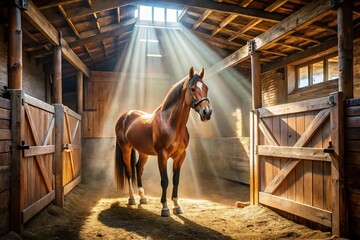 Gentle Horse in Majestic Barn, Architectural Photography