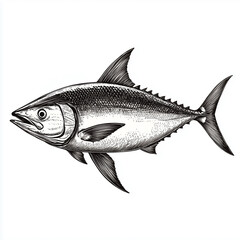 Vintage style detailed seafood illustration, hand-drawn etching style, antique engraving style.