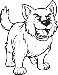 angry Dog  Dog  line art vector on white background