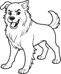 angry Dog  Dog  line art vector on white background