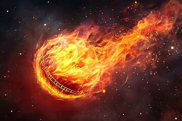 Fiery Cricket Ball: A Dramatic Sports Image
