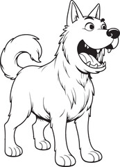 angry Dog  Dog  line art vector on white background