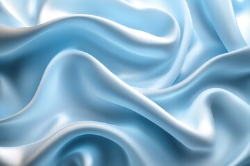 Fototapeta premium Light blue silk fabric flowing and forming elegant curves