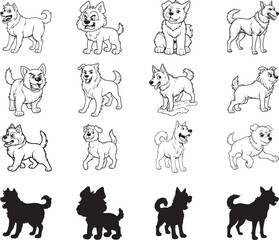angry Dog  Dog  line art vector on white background