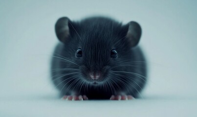 Cute black rat, studio shot, white background, pet