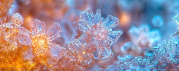 Dust pollution concept. Close-up view of beautiful ice crystals with vibrant colors creating a stunning pattern.