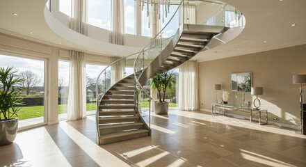 Fototapeta premium A visually appealing image showcasing a luxurious and modern interior design, with a glimpse into a sophisticated and elegant living space