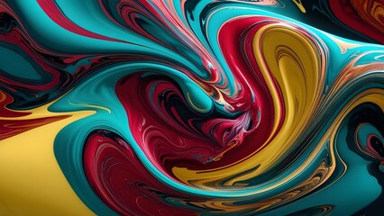 Fototapeta premium AI GENERATE, Colorful fluid art with swirling marbled patterns.