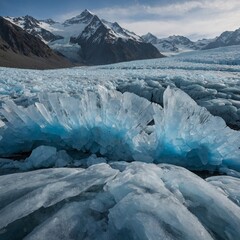 A glacier pangon with frosty, translucent scales, sliding across an icy field.