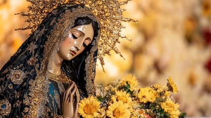 Statue of Saint Mary of Guadalupe, Virgen de Guadalupe, Honoring Mexican December Holiday