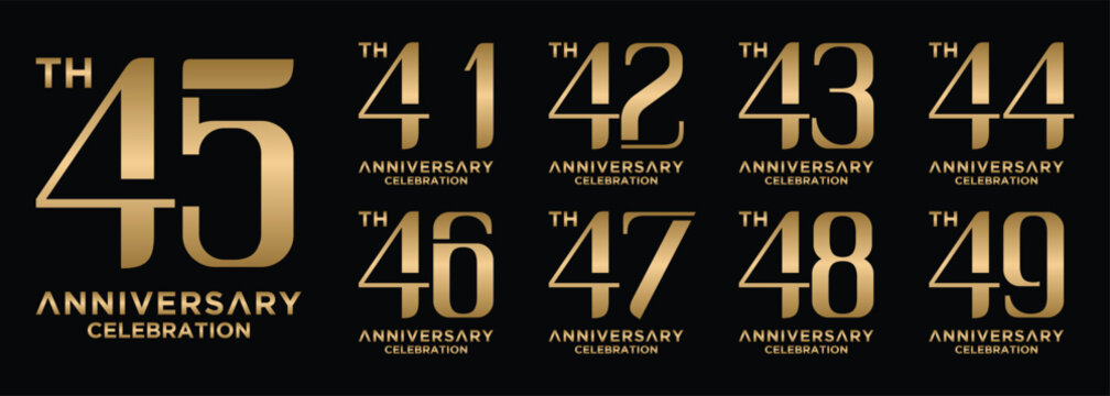 anniversary collection 31 to 39 years gold color, creative number design vector illustration. for birthday, greeting, special moment