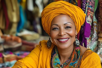 Fototapeta premium A woman of African descent who is cheerful about her life