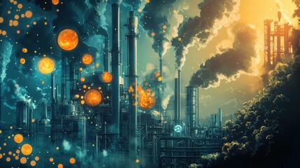Obraz premium depiction of a combustion engine's chemical reactions, showing how fuel is oxidized to produce energy, with by-products like carbon dioxide
