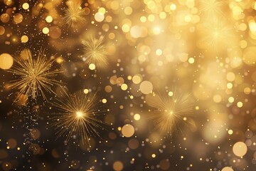 Stunning gold fireworks explosion with shimmering bokeh effect creating an enchanting atmosphere for celebrations at night, perfect for events and festive occasions