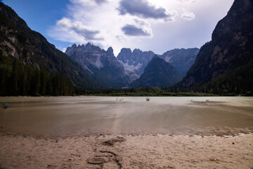  Lake Landro (Durrensee) with Cristallo mountain massif behind