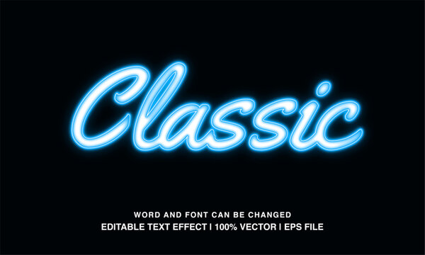 editable text effect classic neon blue
