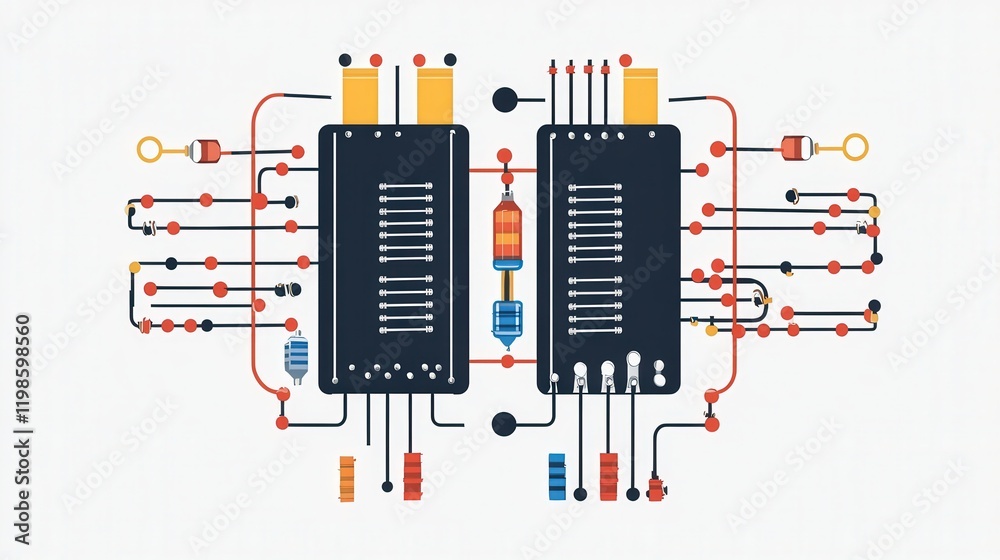 Poster diagram of an op-amp comparator circuit, showing how an operational amplifier compares two input vol