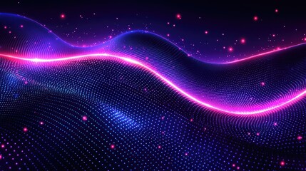 Obraz premium Abstract Glowing Wave of Purple and Blue Light Particles