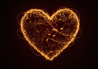 heart shaped music notes for valentines day . Generative AI