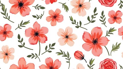 Fototapeta premium Seamless Floral Design with Hand-Drawn Flowers for Cards, Banners, and Covers