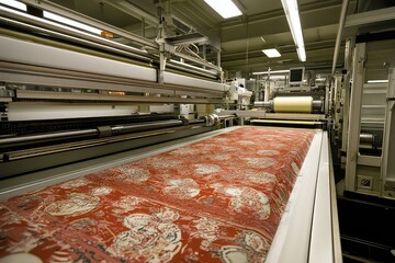 A manufacturing environment where the pick-and-place machine is shown mid-operation, with a completed circuit board being moved onto the next stage of production