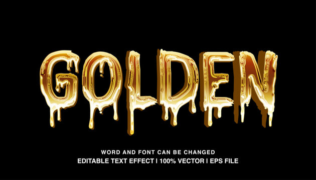 editable text effect golden melted sticky texture typeface