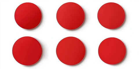 Blank red round adhesive paper sticker label set collection isolated on white background, Generative AI
