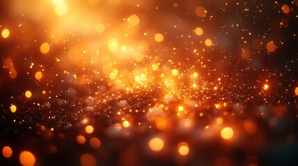 Vibrant particles shimmer against a dark background, creating a magical and enchanting atmosphere