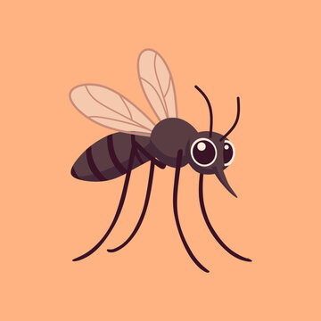 Cute Cartoon Mosquito Illustration Against a Peach Background