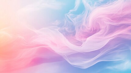 Abstract Watercolor with Flowing Pastel Colors and Soft White Lines