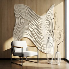 minimalist living room bathed in natural light from a large window. Frame mockup, Living room wall poster mockup. Interior mockup with house background. Modern interior design. 