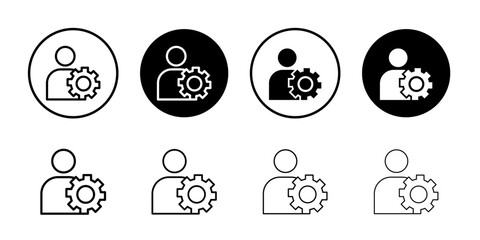 Account settings icon black and white vector sign