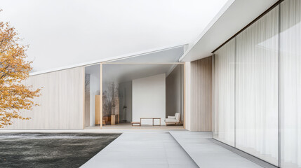 Modern architectural design showcasing minimalist style in a serene outdoor setting