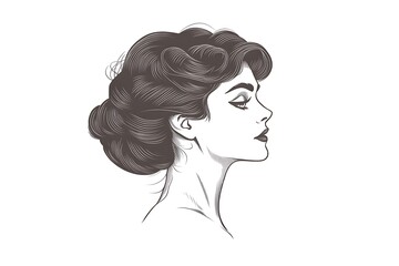 Naklejka premium Elegant Profile Portrait of a Woman with Updo