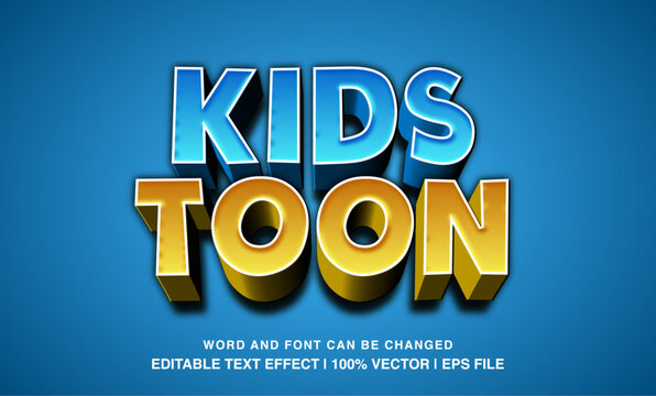editable text effect kids toon 3d cartoon