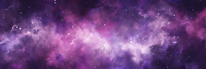 Obraz premium Cosmic Nebula in Purple Hues: A breathtaking image of a vibrant purple nebula, swirling with cosmic dust and gas, evokes a sense of wonder and mystery.